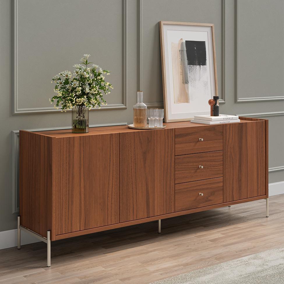 Buffet Jasper 3 Portas 3 Gavetas Canela e Champanhe - 2