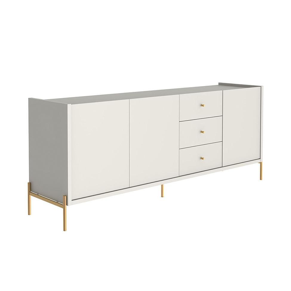Buffet Jasper 3 Portas 3 Gavetas Off White e Dourado - 1