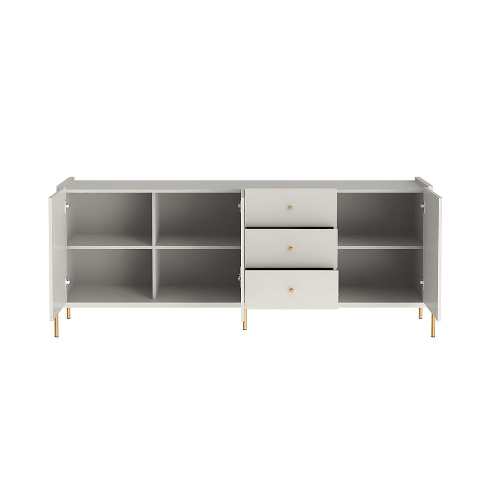 Buffet Jasper 3 Portas 3 Gavetas Off White e Dourado - 2