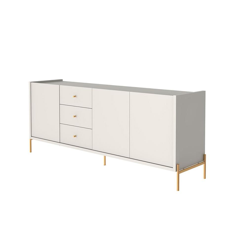 Buffet Jasper 3 Portas 3 Gavetas Off White e Dourado - 6