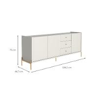 Buffet Jasper 3 Portas 3 Gavetas Off White e Dourado - 3