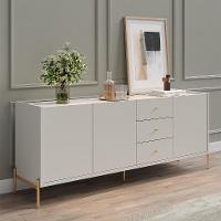 Buffet Jasper 3 Portas 3 Gavetas Off White e Dourado