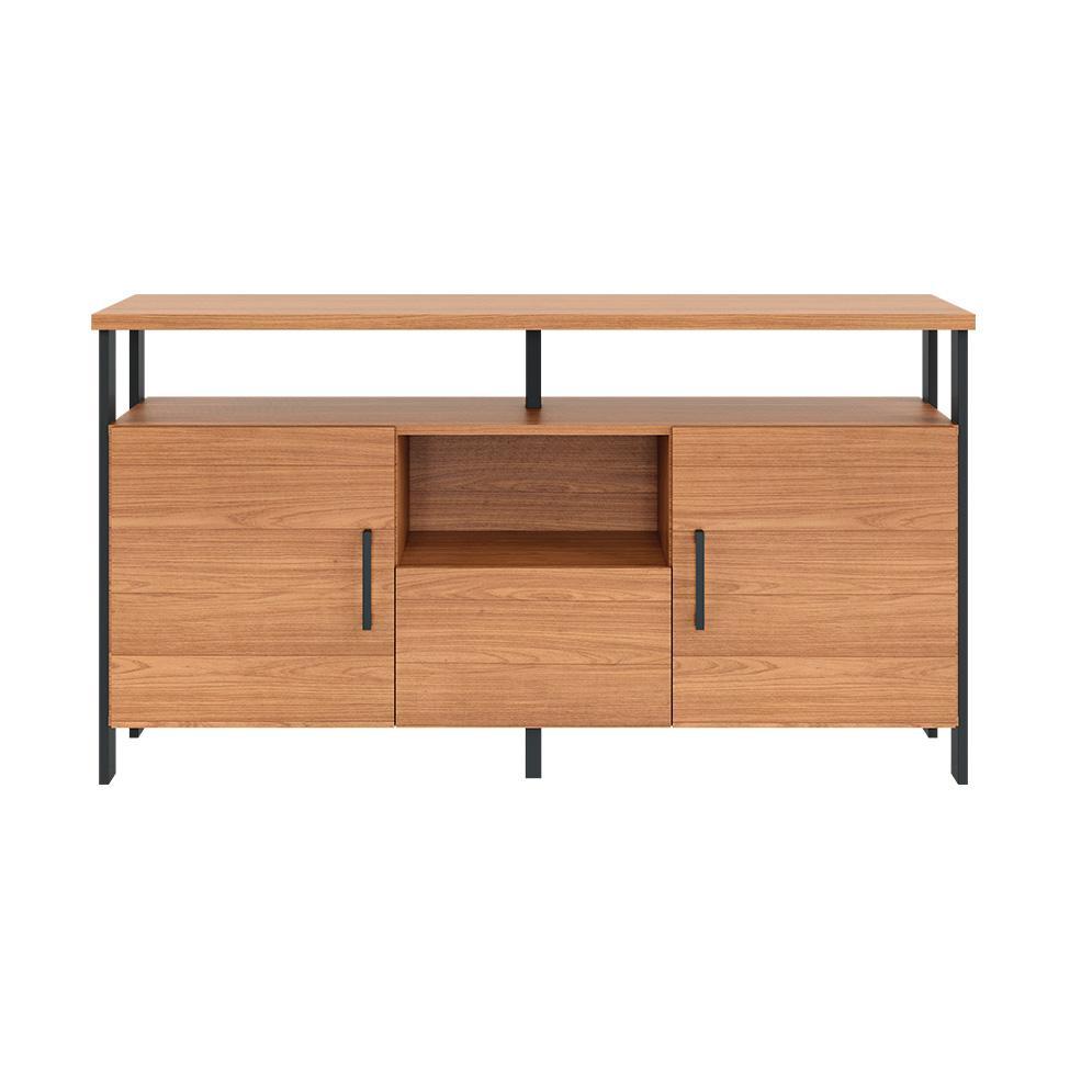 Buffet Amal 100% MDF 2 Portas 1 Gaveta Freijó e Preto - 4