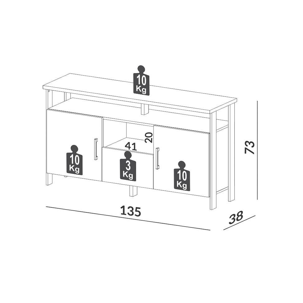 Buffet Amal 100% MDF 2 Portas 1 Gaveta Freijó e Preto - 5
