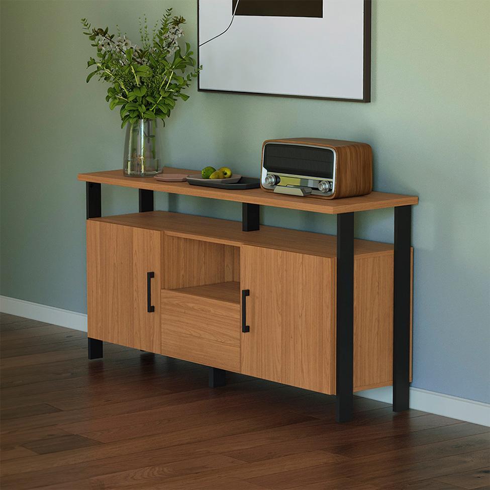 Buffet Amal 100% MDF 2 Portas 1 Gaveta Freijó e Preto - 6