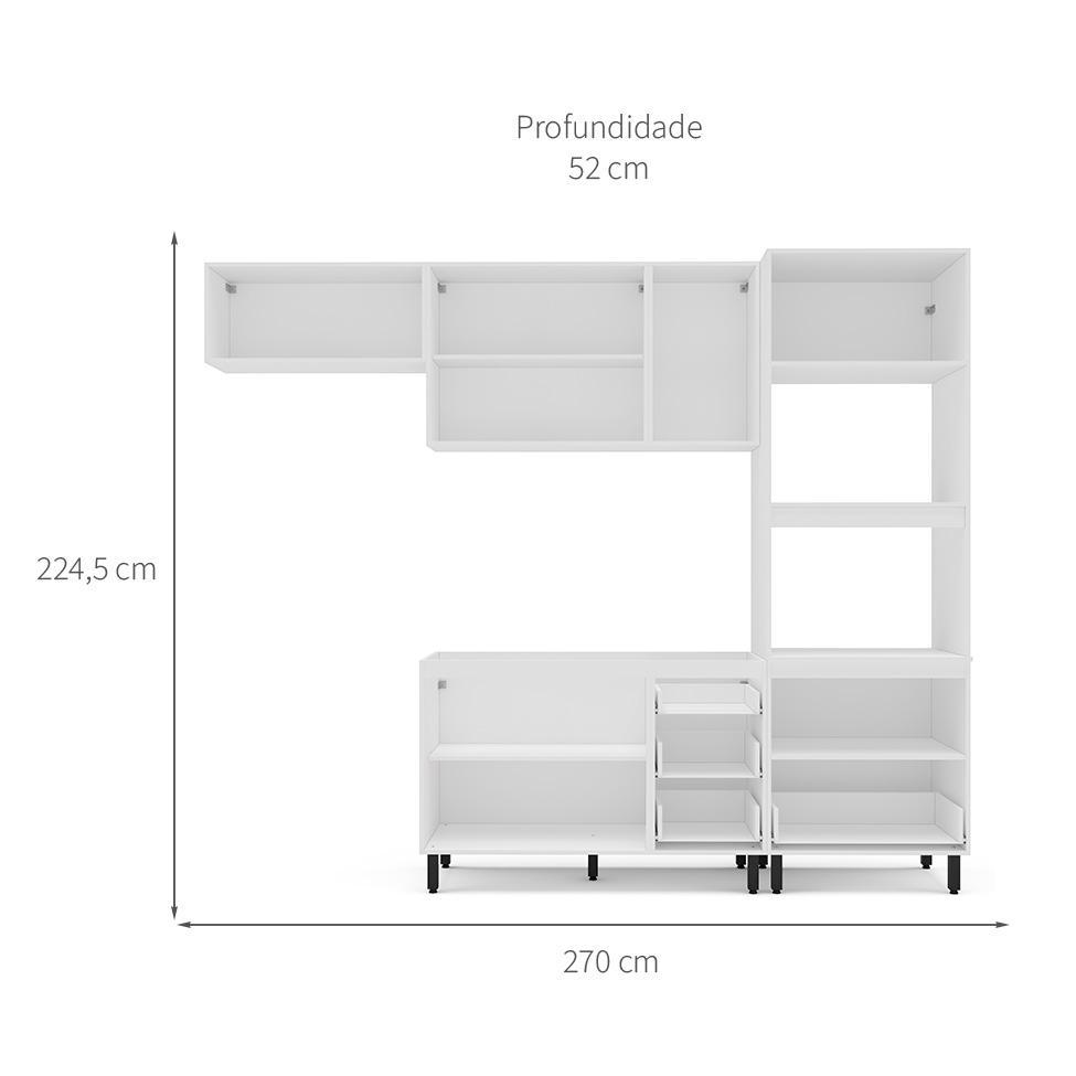 Cozinha Compacta Sem Tampo Amara 8 Portas 4 Gavetas Creme e Branca - 3
