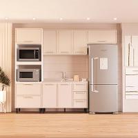 Cozinha Compacta Sem Tampo Amara 8 Portas 4 Gavetas Creme e Branca - 1
