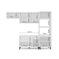 Cozinha Compacta Sem Tampo Amara 8 Portas 4 Gavetas Creme e Branca