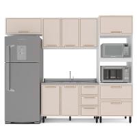 Cozinha Compacta Sem Tampo Amara 8 Portas 4 Gavetas Creme e Branca - 6