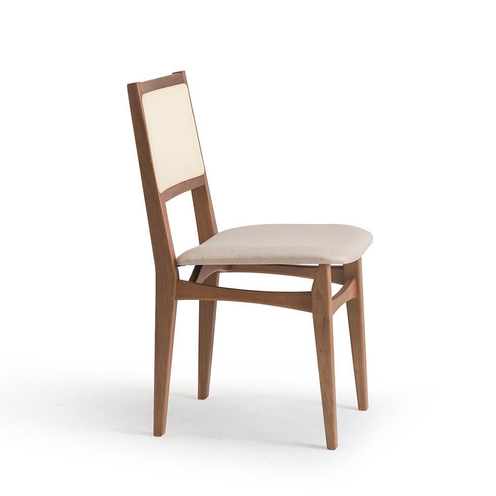 Conjunto de Mesa Retangular com Tampo de Madeira Maciça Frame e 4 Cadeiras Serena Poliéster Bege e Natural - 5