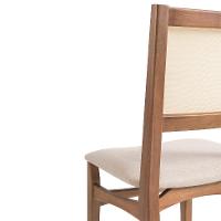 Conjunto de Mesa Retangular com Tampo de Madeira Maciça Frame e 4 Cadeiras Serena Poliéster Bege e Natural