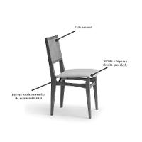 Conjunto de Mesa Retangular com Tampo de Madeira Maciça Frame e 4 Cadeiras Serena Poliéster Bege e Natural - 6