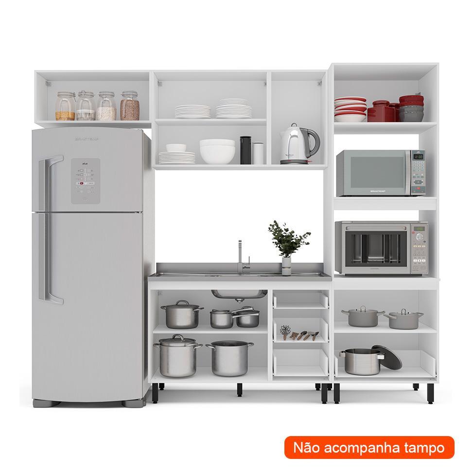 Cozinha Compacta Sem Tampo Amara 8 Portas 4 Gavetas Verde e Branca - 2