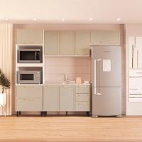 Cozinha Compacta Sem Tampo Amara 8 Portas 4 Gavetas Verde e Branca - 1