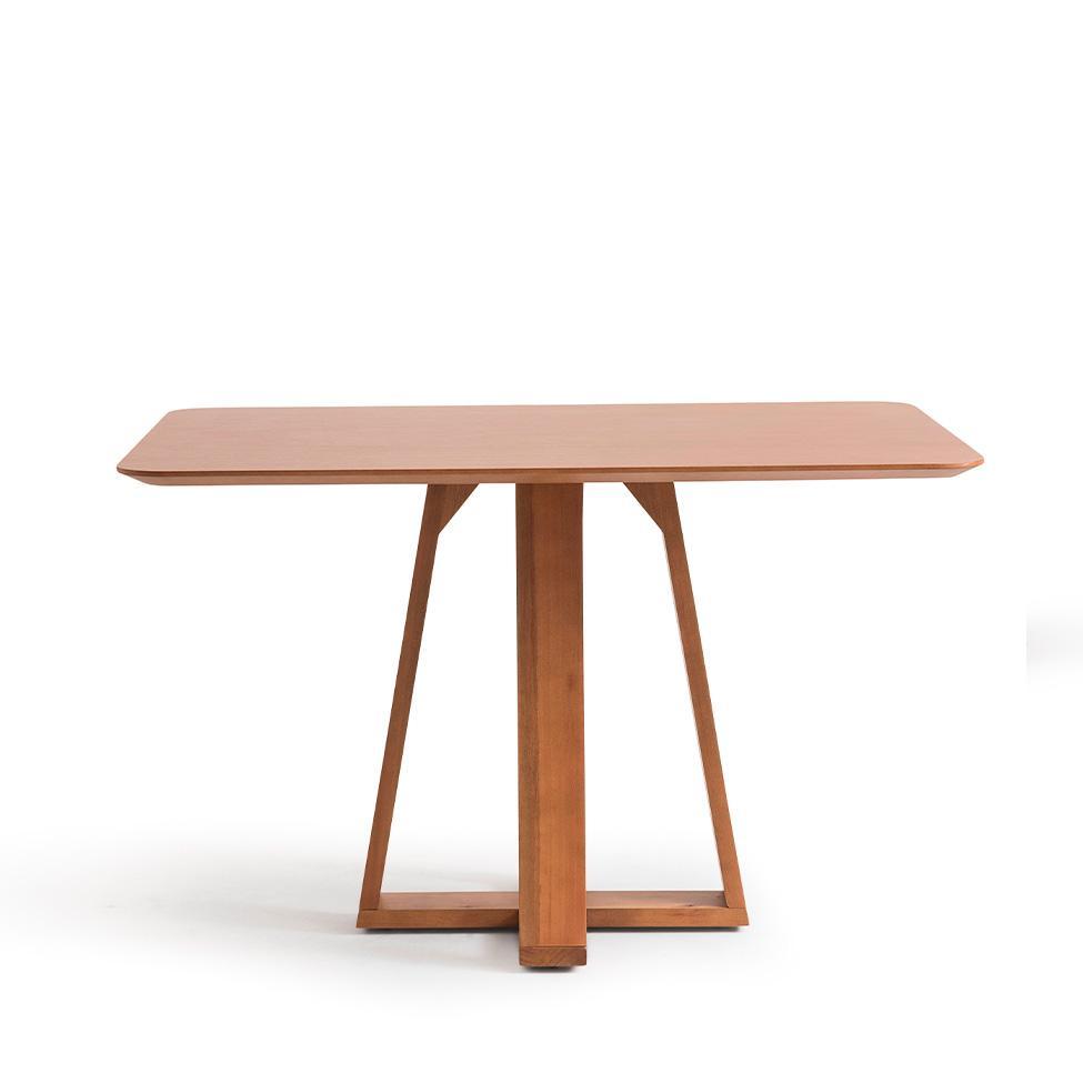 Conjunto de Mesa Retangular com Tampo de Madeira Maciça Frame e 4 Cadeiras Serena Algodão Bege Claro e Natural - 6