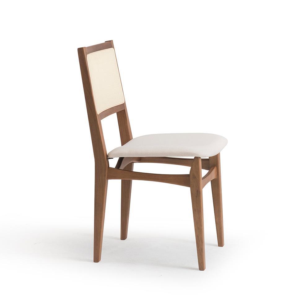 Conjunto de Mesa Retangular com Tampo de Madeira Maciça Frame e 4 Cadeiras Serena Algodão Bege Claro e Natural - 7
