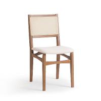 Conjunto de Mesa Retangular com Tampo de Madeira Maciça Frame e 4 Cadeiras Serena Algodão Bege Claro e Natural - 8