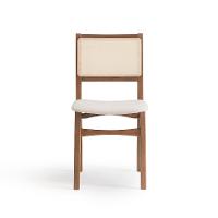 Conjunto de Mesa Retangular com Tampo de Madeira Maciça Frame e 4 Cadeiras Serena Algodão Bege Claro e Natural - 9