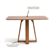 Conjunto de Mesa Retangular com Tampo de Madeira Maciça Frame e 4 Cadeiras Serena Algodão Bege Claro e Natural - 10