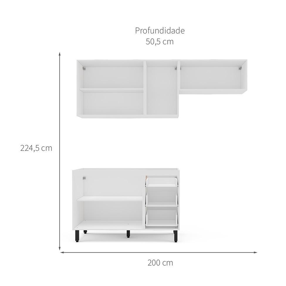 Cozinha Compacta Sem Tampo Amara 6 Portas 3 Gavetas Branca - 3