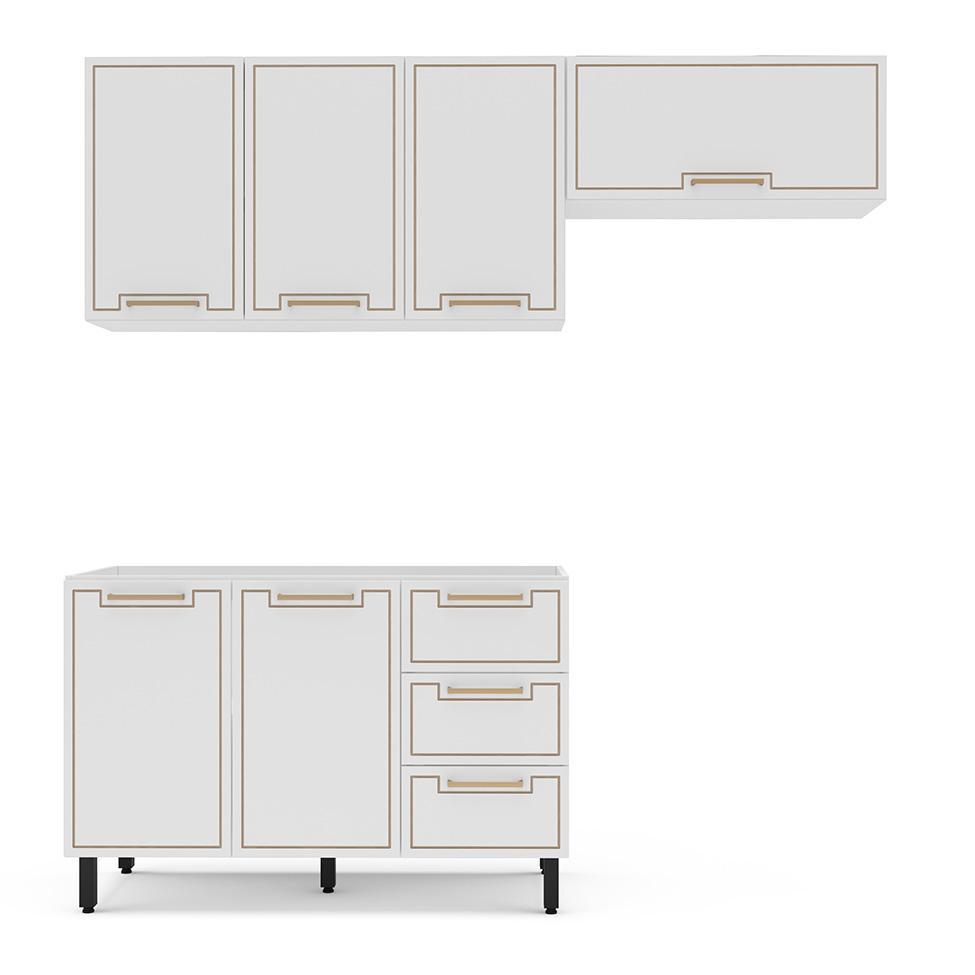 Cozinha Compacta Sem Tampo Amara 6 Portas 3 Gavetas Branca - 5