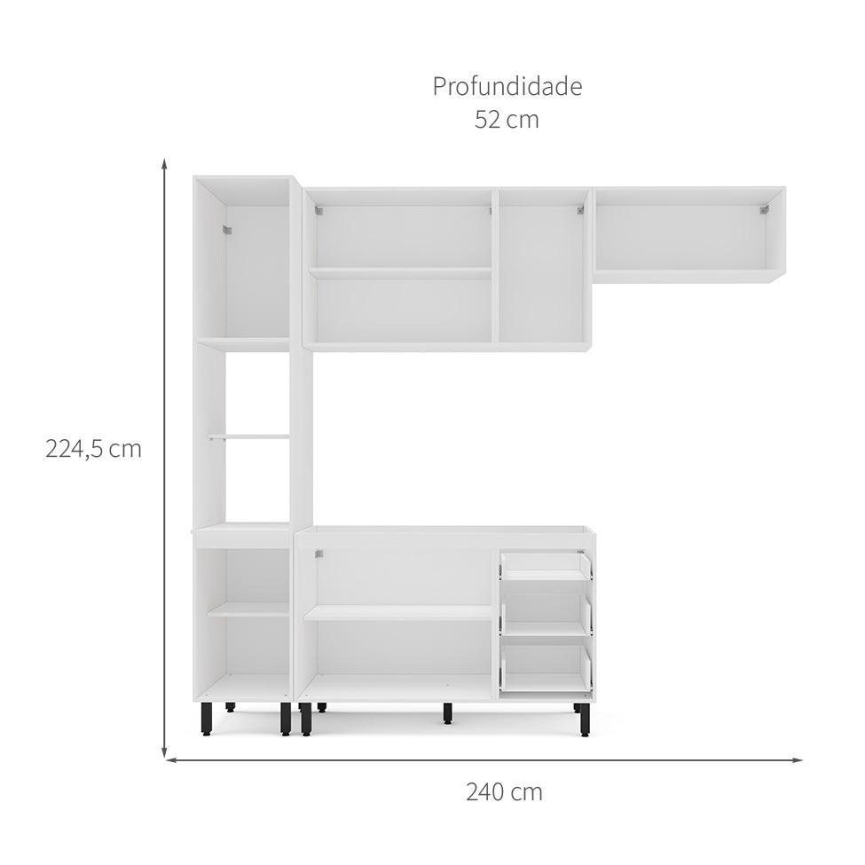 Cozinha Compacta Sem Tampo Amara 8 Portas 3 Gavetas Verde e Branca - 3