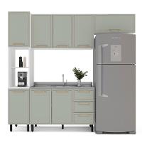 Cozinha Compacta Sem Tampo Amara 8 Portas 3 Gavetas Verde e Branca - 6