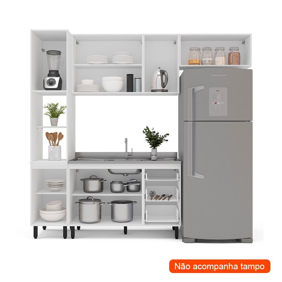 Cozinha Compacta Sem Tampo Amara 8 Portas 3 Gavetas Creme e Branca - 2