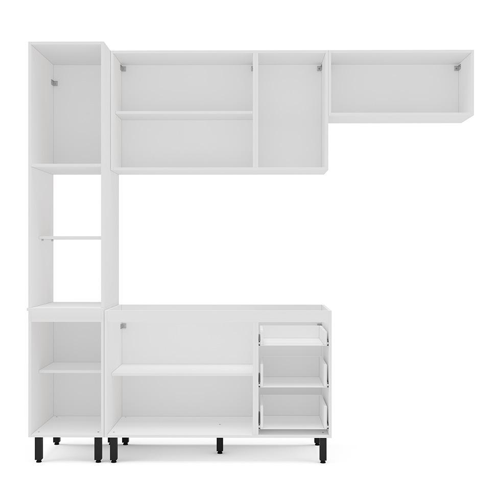 Cozinha Compacta Sem Tampo Amara 8 Portas 3 Gavetas Creme e Branca - 7