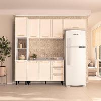 Cozinha Compacta Sem Tampo Amara 8 Portas 3 Gavetas Creme e Branca - 1