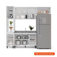 Cozinha Compacta Sem Tampo Amara 8 Portas 3 Gavetas Creme e Branca - 2