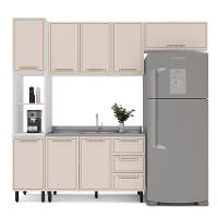 Cozinha Compacta Sem Tampo Amara 8 Portas 3 Gavetas Creme e Branca - 6