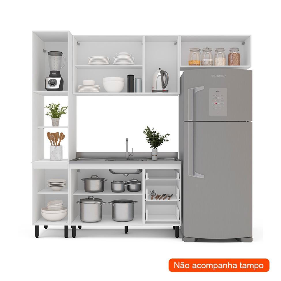 Cozinha Compacta Sem Tampo Amara 8 Portas 3 Gavetas Branca - 2