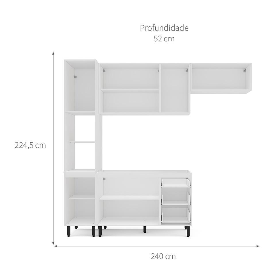 Cozinha Compacta Sem Tampo Amara 8 Portas 3 Gavetas Branca - 3