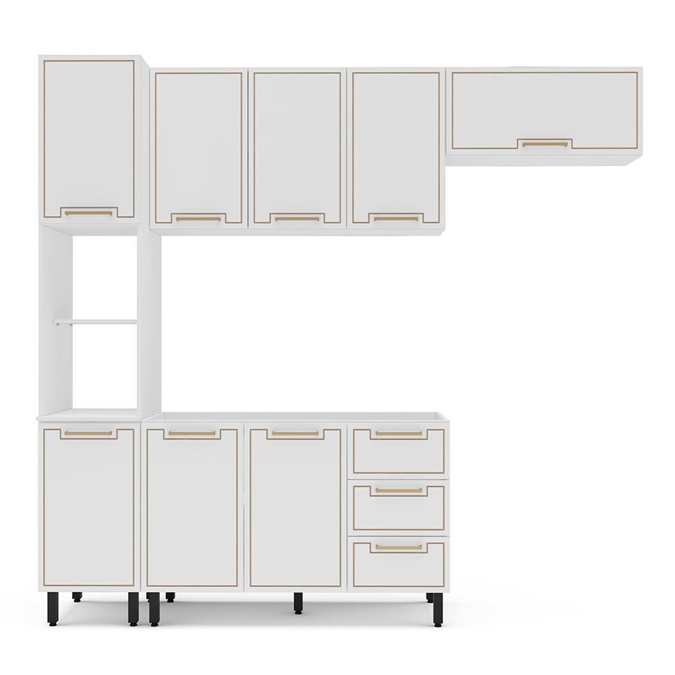 Cozinha Compacta Sem Tampo Amara 8 Portas 3 Gavetas Branca - 5