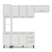 Cozinha Compacta Sem Tampo Amara 8 Portas 3 Gavetas Branca - 5