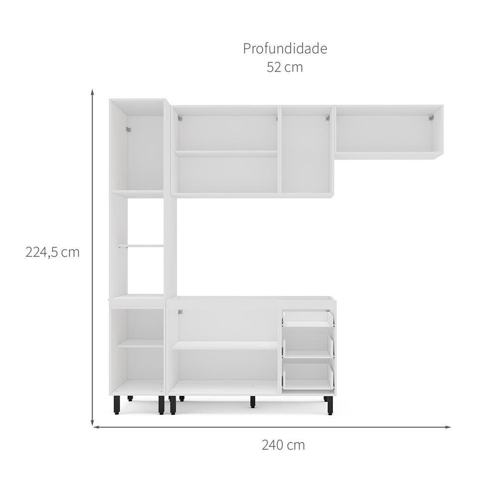 Cozinha Compacta Sem Tampo Amara 8 Portas 3 Gavetas Azul e Branca - 3