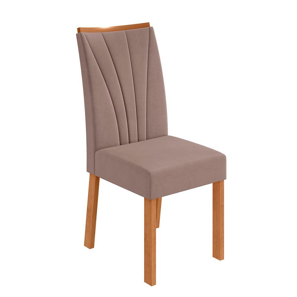 Conjunto com 6 Cadeiras Apogeu Suede Bege e Amêndoa - 2