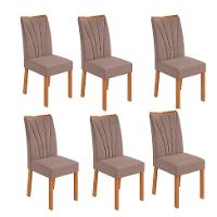 Conjunto com 6 Cadeiras Apogeu Suede Bege e Amêndoa - 1
