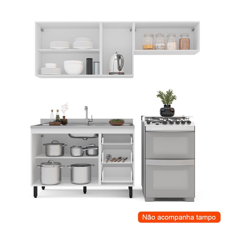 Cozinha Compacta Sem Tampo Amara 6 Portas 3 Gavetas Verde e Branca - 2