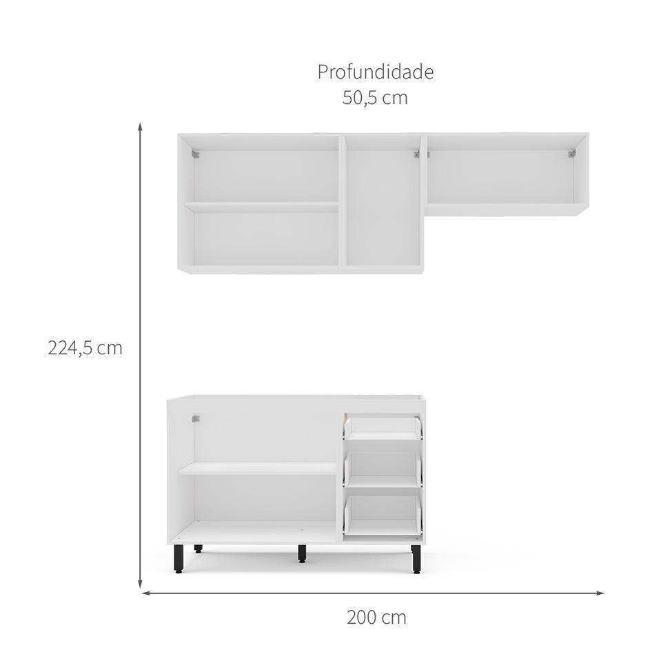 Cozinha Compacta Sem Tampo Amara 6 Portas 3 Gavetas Verde e Branca - 3