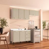 Cozinha Compacta Sem Tampo Amara 6 Portas 3 Gavetas Verde e Branca - 1