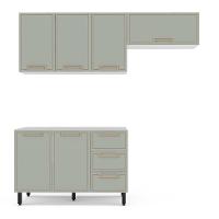 Cozinha Compacta Sem Tampo Amara 6 Portas 3 Gavetas Verde e Branca - 5