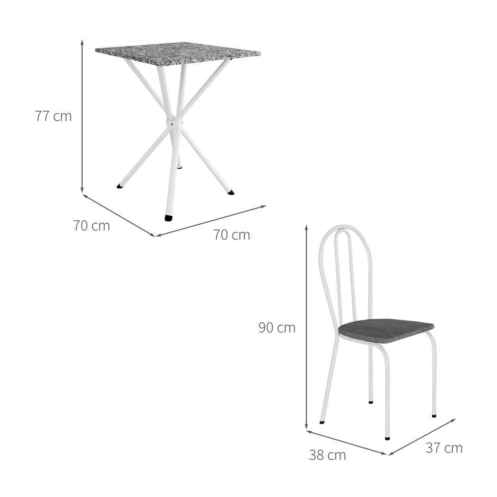 Conjunto de Mesa Quadrada com Tampo Granito e 4 Cadeiras Léia Revestimento Sintético Branco e Grafiato - 3