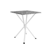 Conjunto de Mesa Quadrada com Tampo Granito e 4 Cadeiras Léia Revestimento Sintético Branco e Grafiato - 4