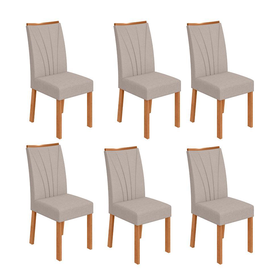 Conjunto com 6 Cadeiras Apogeu Linho Cinza e Amêndoa - 1