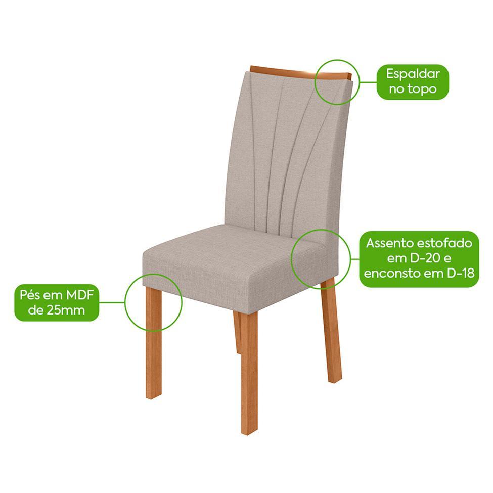 Conjunto com 6 Cadeiras Apogeu Linho Cinza e Amêndoa - 4