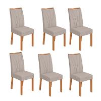 Conjunto com 6 Cadeiras Apogeu Linho Cinza e Amêndoa - 1