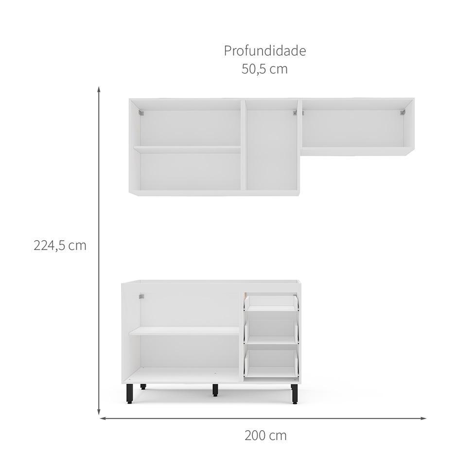 Cozinha Compacta Sem Tampo Amara 6 Portas 3 Gavetas Azul e Branca - 3