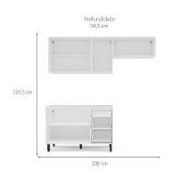 Cozinha Compacta Sem Tampo Amara 6 Portas 3 Gavetas Azul e Branca - 3